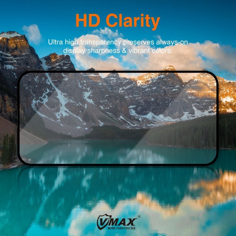 Стъклен протектор за дисплей Vmax 9D с цяло лепило, За iPhone 16 Plus (6.7), Черен