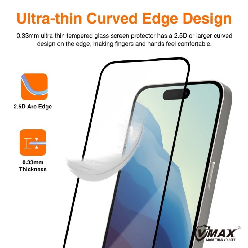 Стъклен протектор за дисплей Vmax 9D с цяло лепило, За Samsung Galaxy S24 (S921B), Черен