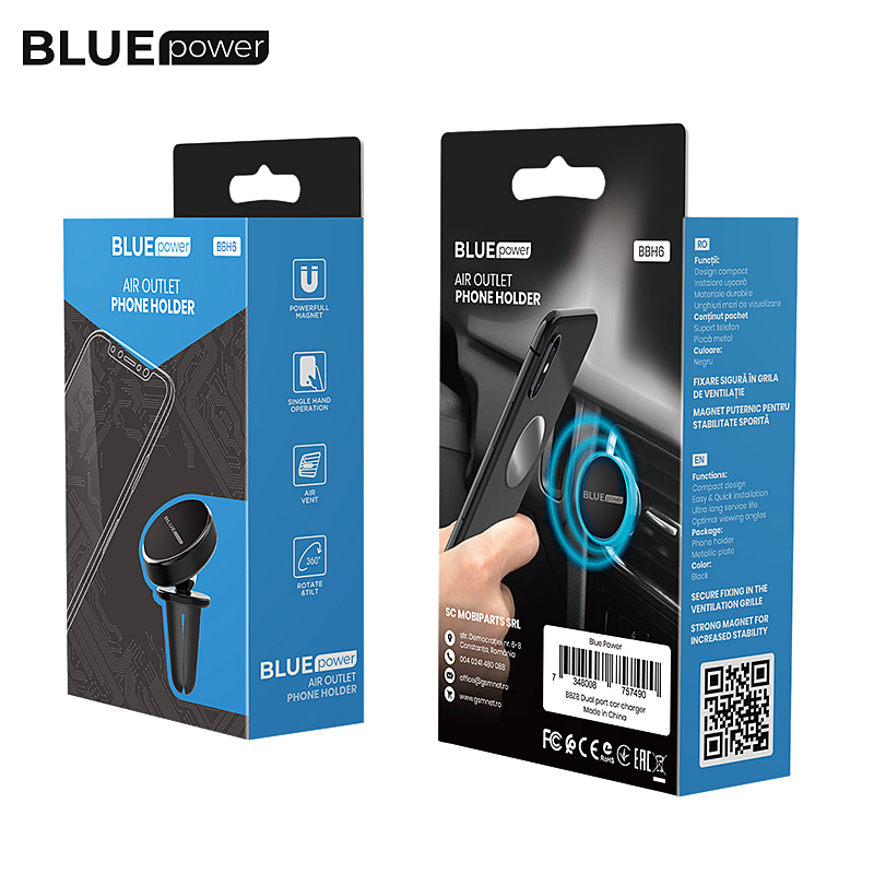 Стойка за кола за парното BLUE Power BBH6 магнитна, Черна