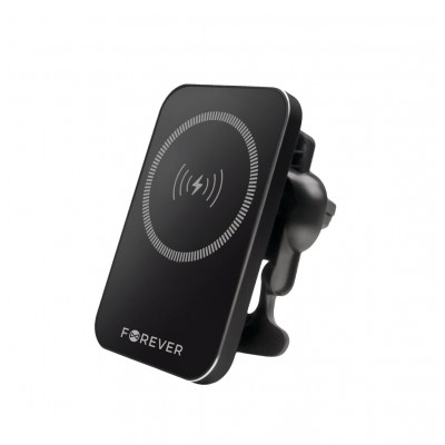 Стойка за кола за парното Forever MACH-100, 15W, магнитна с безжично зареждане, Черна