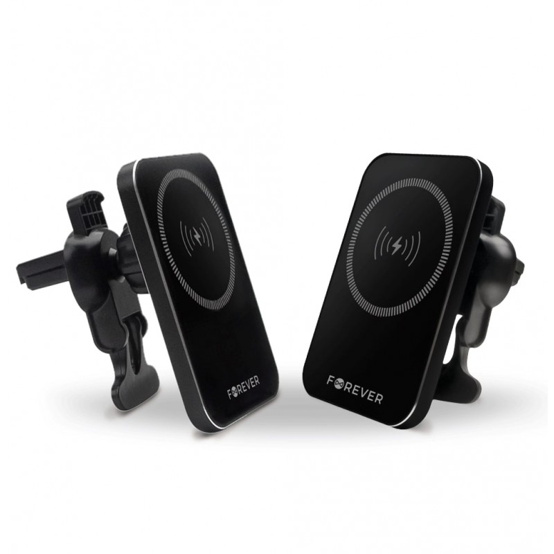 Стойка за кола за парното Forever MACH-100, 15W, магнитна с MagSafe, Черна