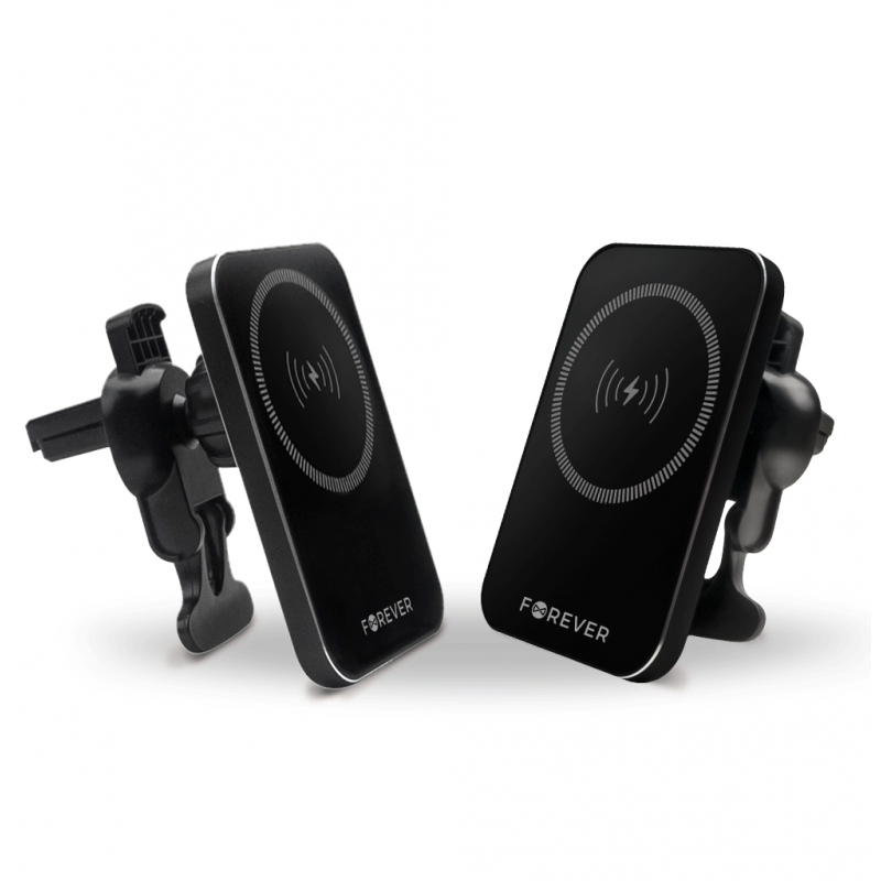 Стойка за кола за парното Forever MACH-100, 15W, магнитна с MagSafe, Черна