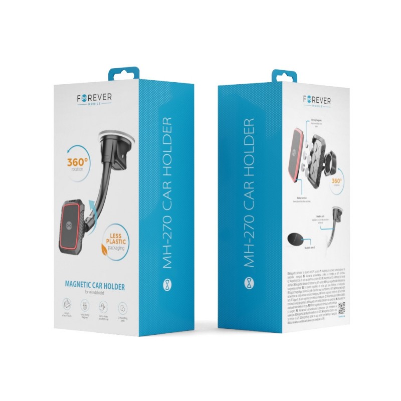 Стойка за кола за предното стъкло магнитна Forever MH-270, Черна