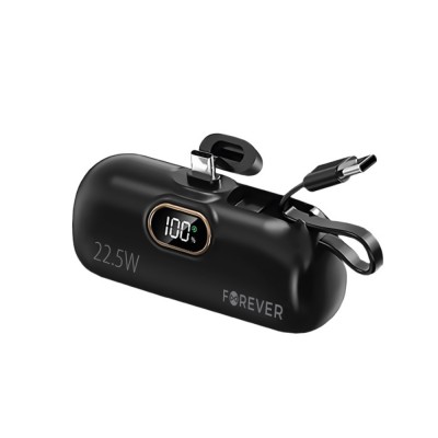 Външна батерия Mini Power Bank 5000 mAh Forever MTB-100 22.5W USB C, Черна