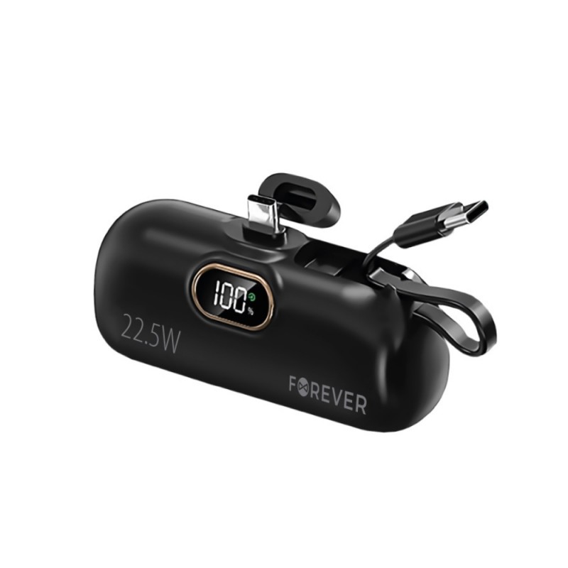 Външна батерия Mini Power Bank 5000 mAh Forever MTB-100 22.5W USB C, Черна