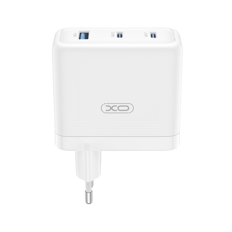 Зарядно устройство адаптер 100W 2x USB-C 1x USB, XO CE35 PD, Бял