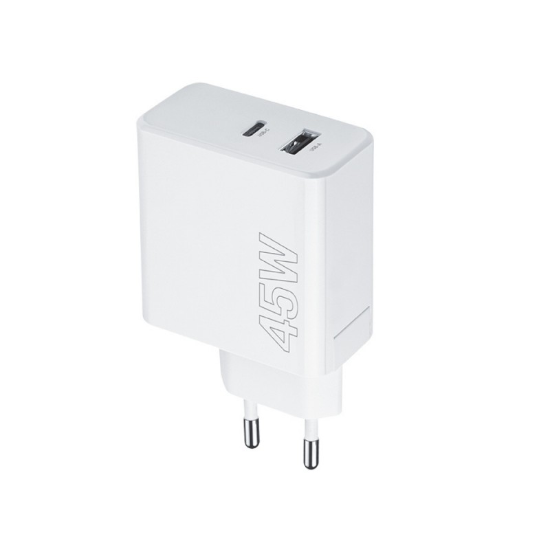 Зарядно устройство Maxlife MXTC-07-45AC PD QC 1x USB-C 1x USB 45W , Бяло