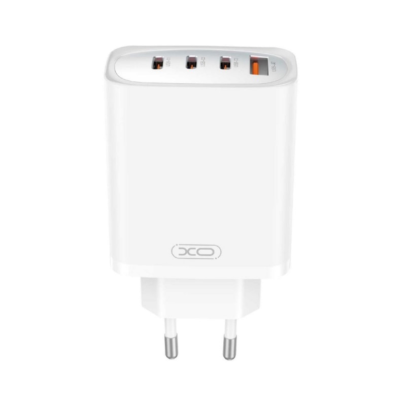 Мрежово зарядно устройство преходник адаптер XO CE23 PD 65W 3x Type C 1x USB , Бял
