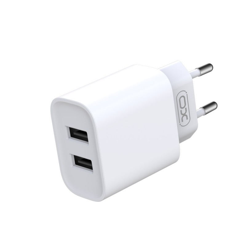 Мрежово зарядно устройство комплект XO CE02C 2x USB 2,1A + Type C кабел, Бяло