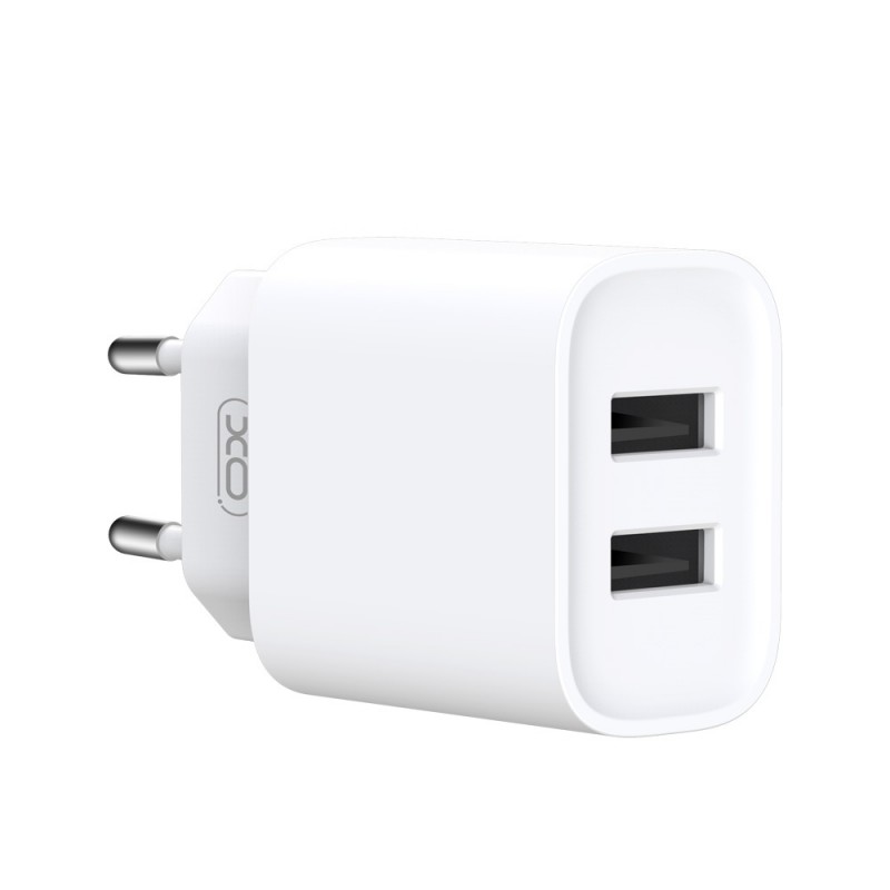 Мрежово зарядно устройство комплект XO CE02C 2x USB 2,1A + Type C кабел, Бяло