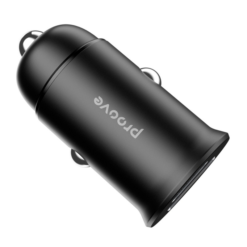 Зарядно устройство за кола адаптер Proove Tiny Power Pro PD 65W с USB-A и USB-C изход, Черен