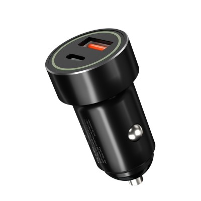 Зарядно устройство за кола адаптер XO CC32 QC 3.0 20W с USB-A и USB-C изход, Черен