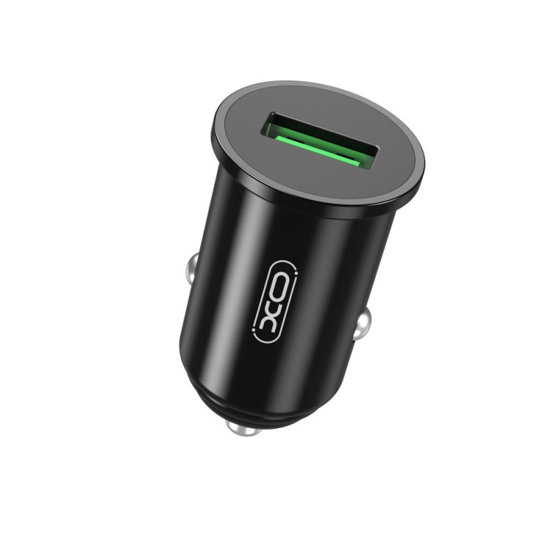 Зарядно устройство за кола адаптер XO CC35 с USB изход QC 3.0, 12V, 18W, Черен
