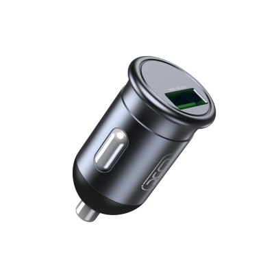 Зарядно устройство за кола адаптер XO CC46 с USB-A изход QC 3.0, Метален, 12V, 18W, Сив
