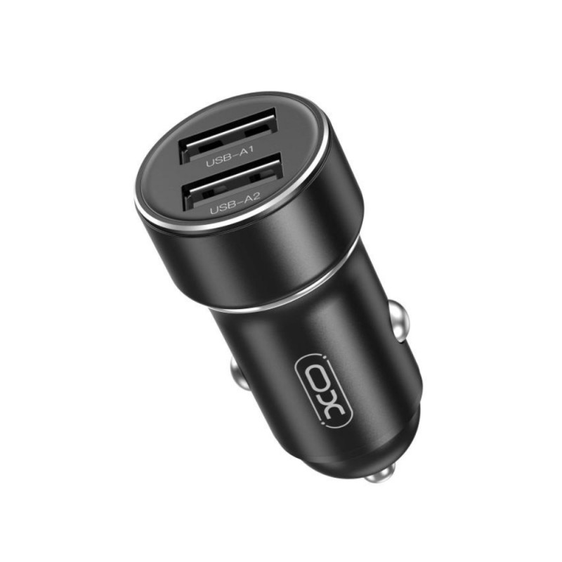 Зарядно устройство за кола адаптер XO CC53 12W с 2 USB изхода, Черен