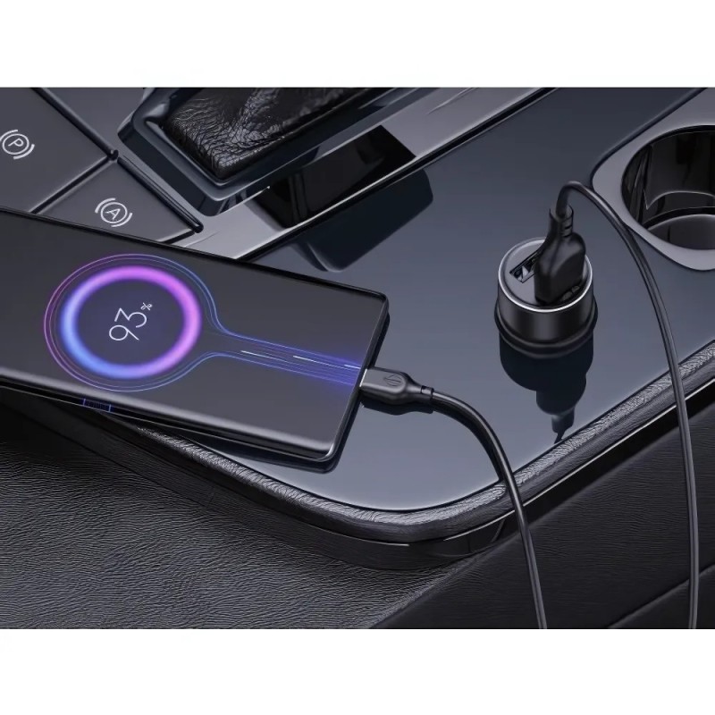 Зарядно устройство за кола адаптер XO CC53 12W с 2 USB изхода, Черен