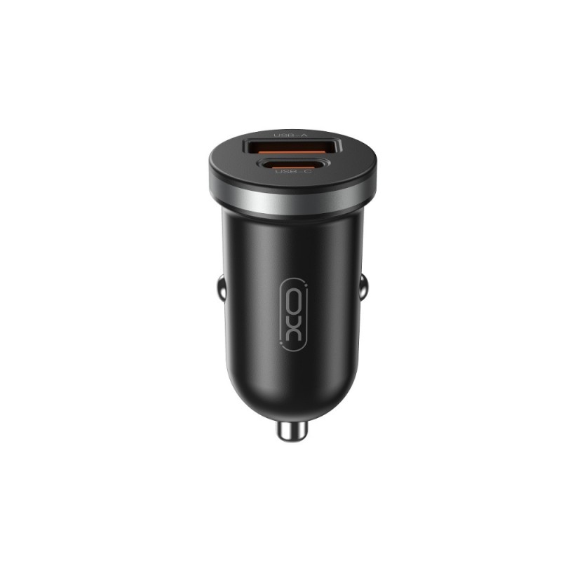 Зарядно устройство за кола адаптер XOCC56 PD 30W QC 1x USB 1x USB-C, Черен