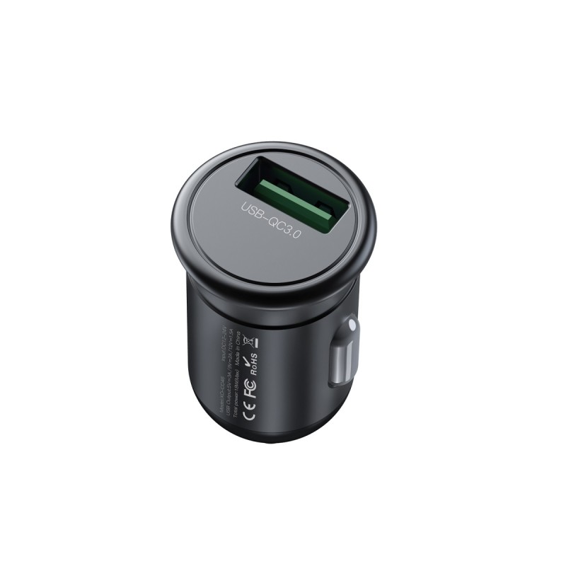 Зарядно устройство за кола комплект XO CC46 с USB изход QC 3.0, С кабел Type C-USB, 12V, 18W, 3A, Графит